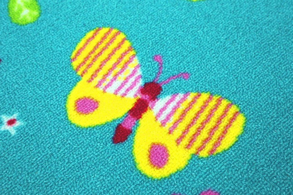 Detský Metrážny koberec Motýlik 5271 modrý - Bez obšitia cm