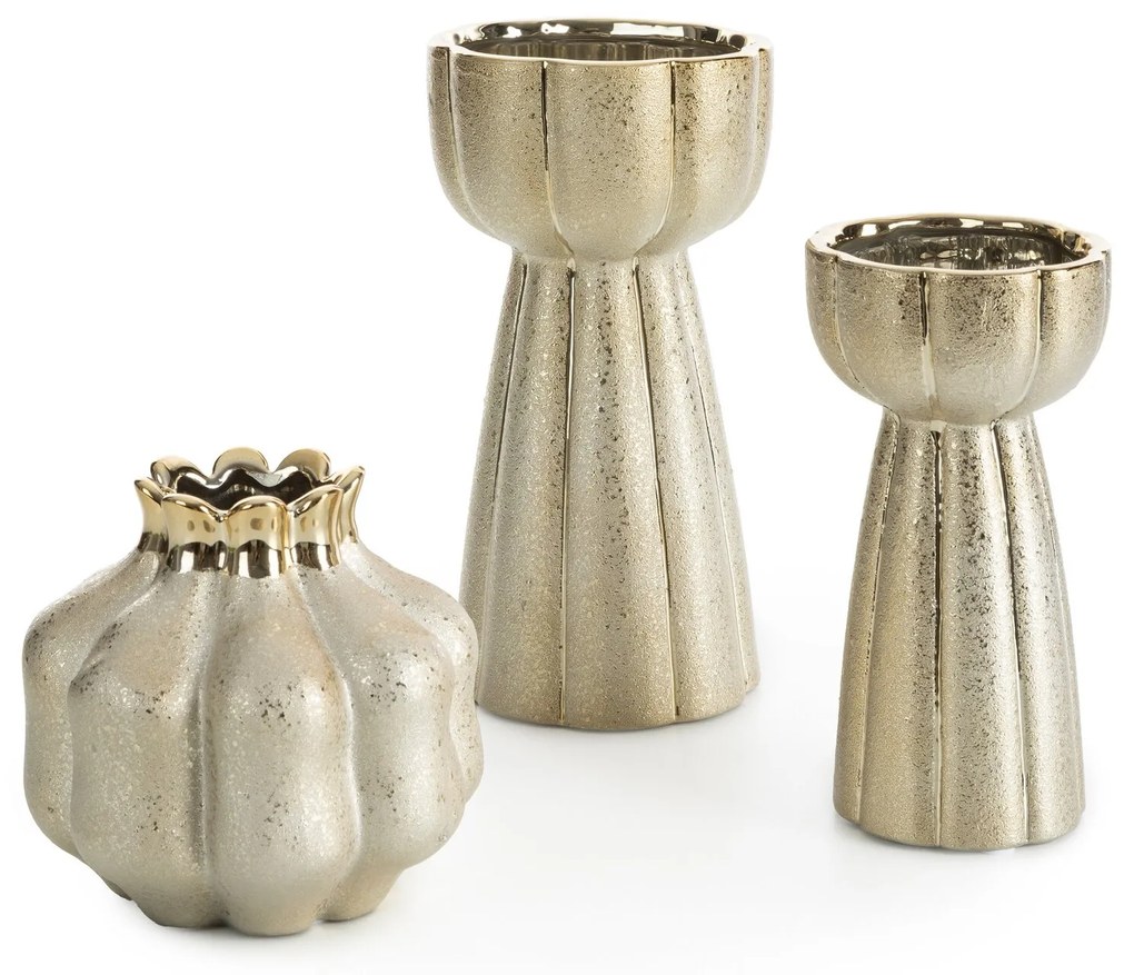 KERAMICKÁ VÁZA MERIN 19X19X17 CM ZLATÁ