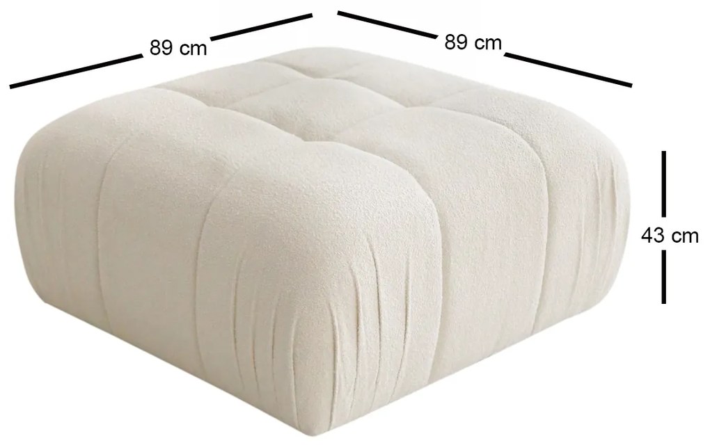 Útulný puf Cubo z teddy látky 89 x 89 cm, biela