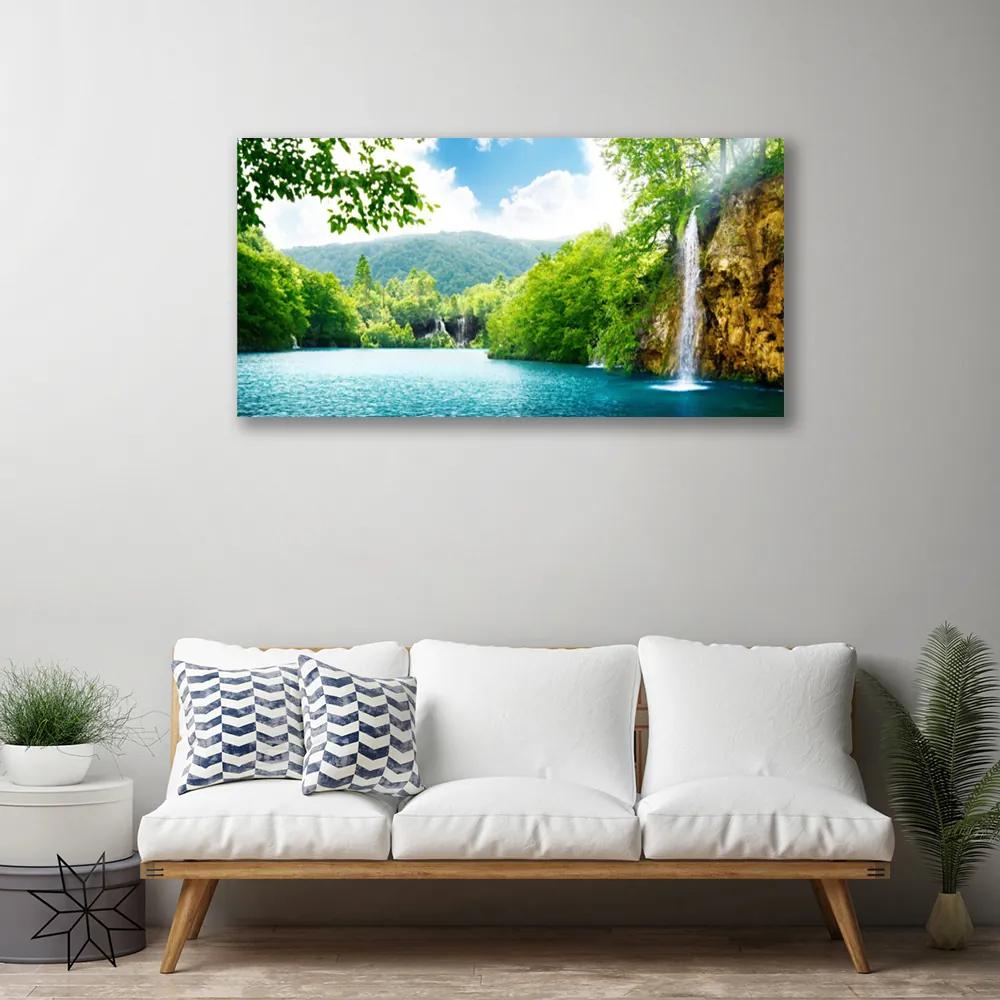 Obraz na plátne Vodopád jazero príroda 125x50 cm