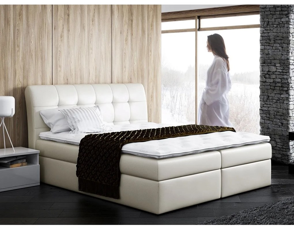Kontinentálna posteľ Limbo, Rozmer postele: 160x200, Dostupné poťahy: ekokoža Soft 011 (čierna)