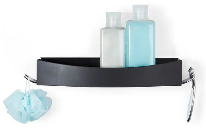 Čierna nástenná samodržiaca polička Compactor Clever Flip Shower Shelf