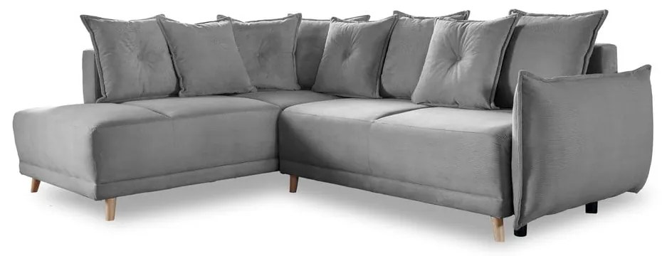 Sivá menčestrová rozkladacia rohová pohovka (ľavý roh) Lazy Lukka – Miuform