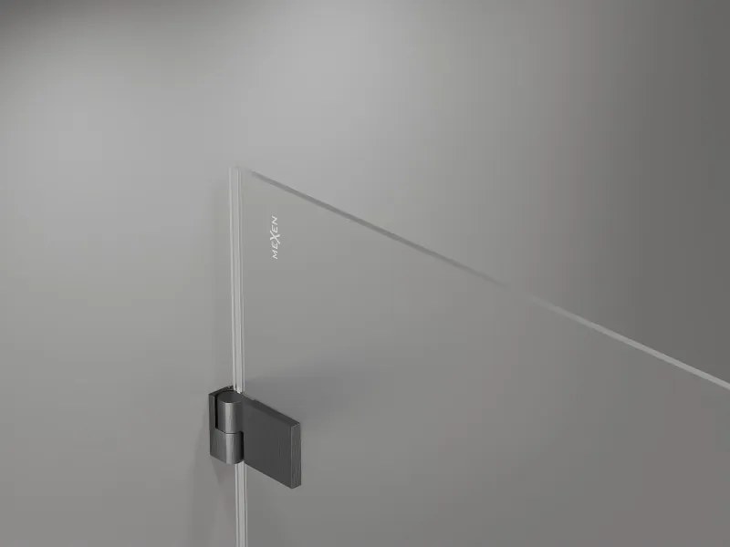 Mexen Lunar-B, pravostranný výklopný sprchový kút 90 x 70 cm, 8mm číre sklo, profil grafit brúsený, 832-090-070-66-00-P