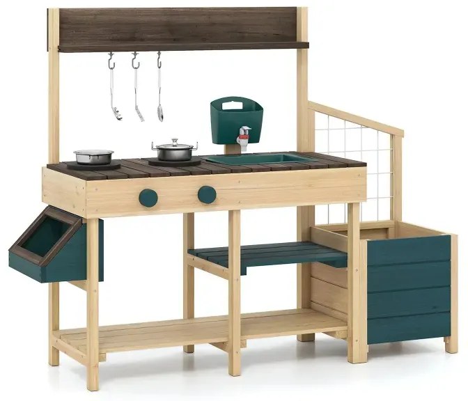 Detská kuchynka s kvetináčom a mriežkou Vonkajšia detská kuchynka s funkciou vody Príroda + zeleň