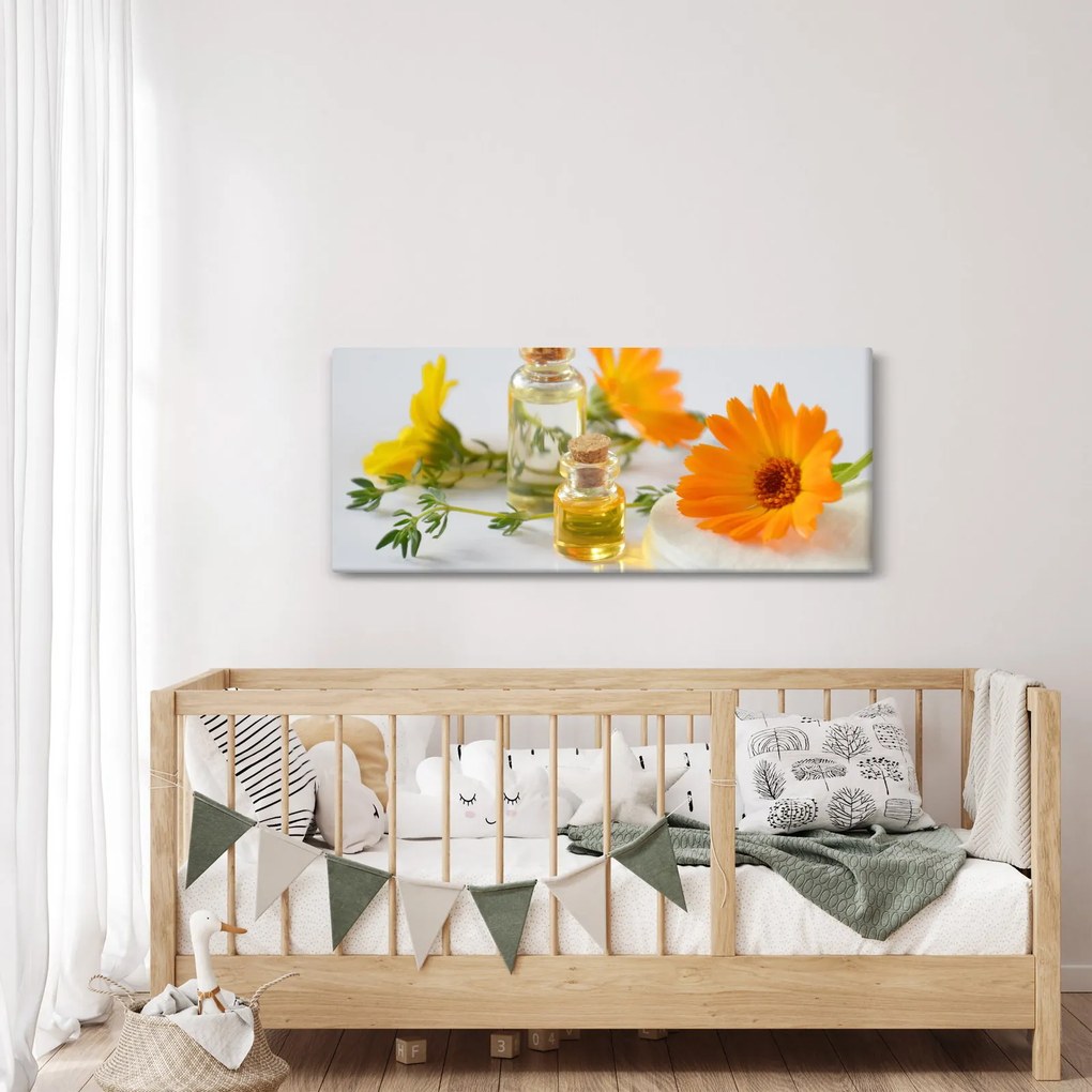 Obraz oranžových kvetín (120x50 cm)