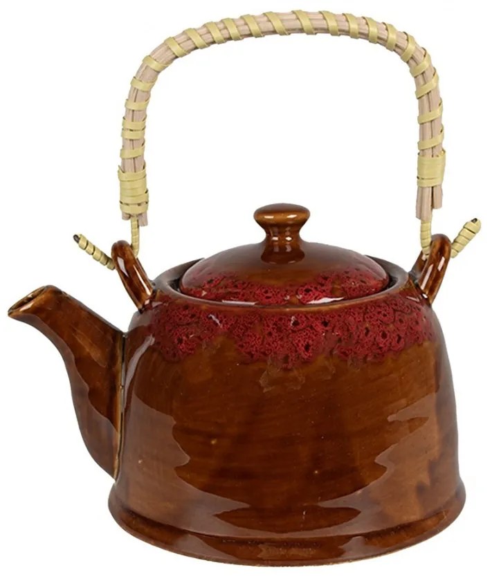 Hnedočervená porcelánová kanvička na čaj - 14*12*12 cm / 0,75L