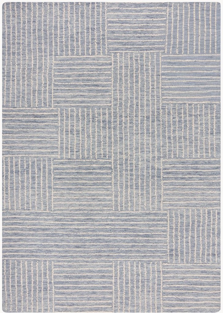Ručne všívaný vlnený koberec's reliéfnou štruktúrou Abstract Check