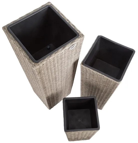 Ratanový kvetináč BEN02 set-3kusy béžová