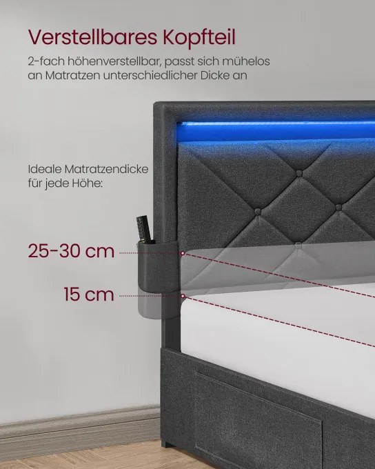 Manželská postel s LED osvetlením RMB828G02