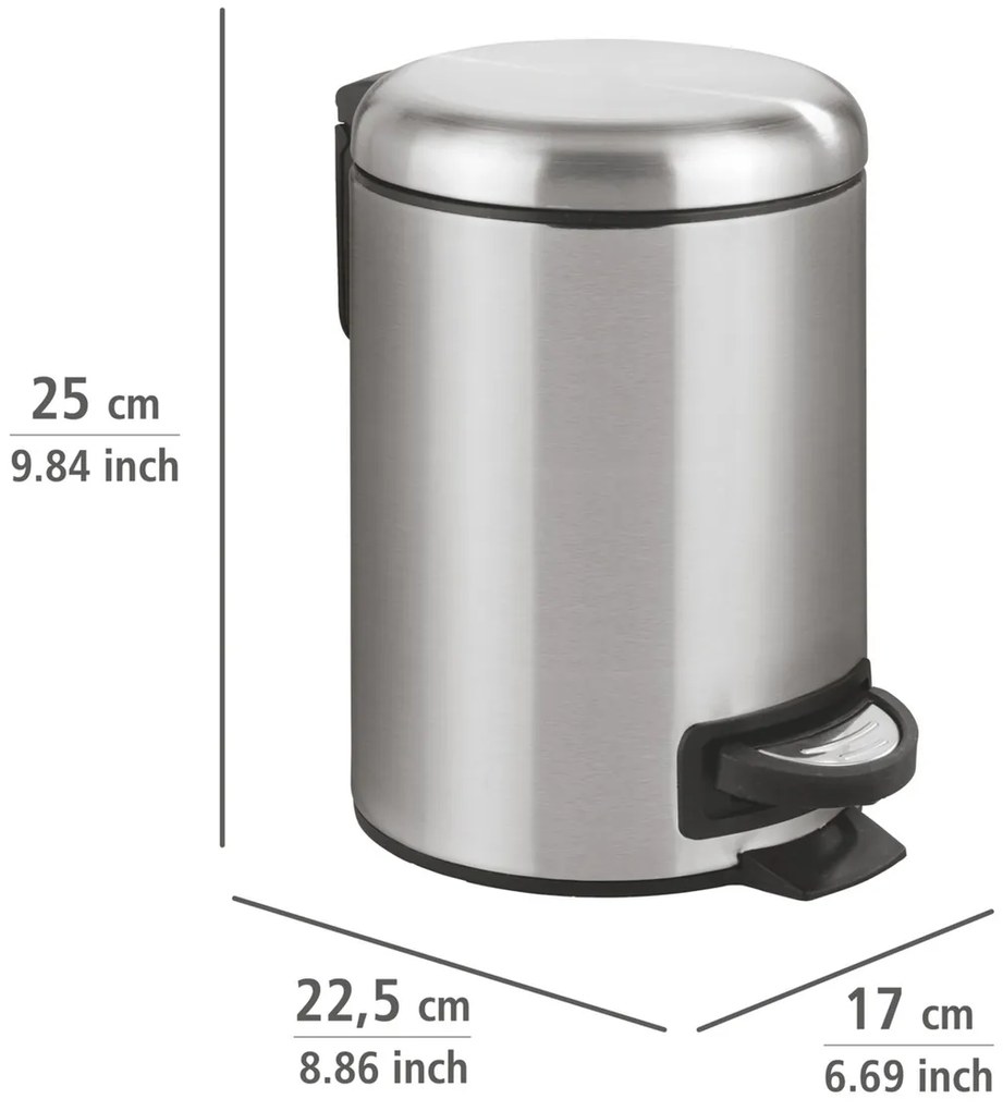 Wenko Pedálový odpadkový kôš Leman 5 l, nehrdz. oceľ, 3 l