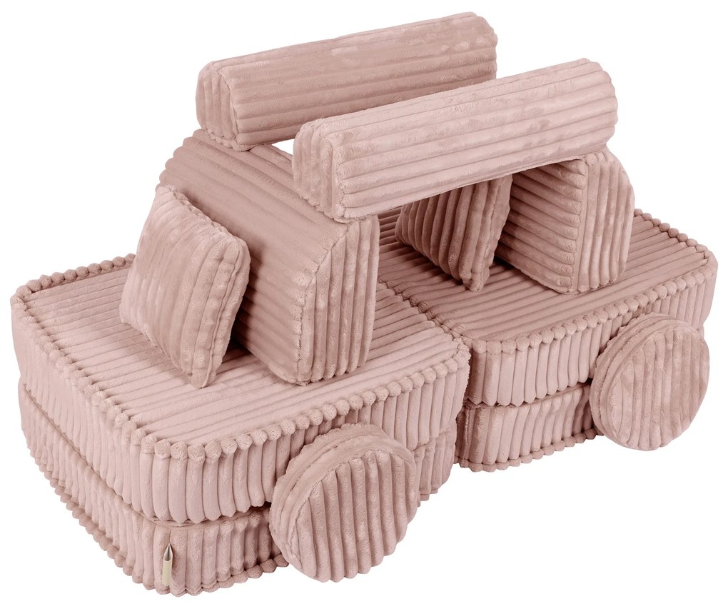 MeowBaby® Churros detská pohovka Plus, Ruby Chocolate Pink