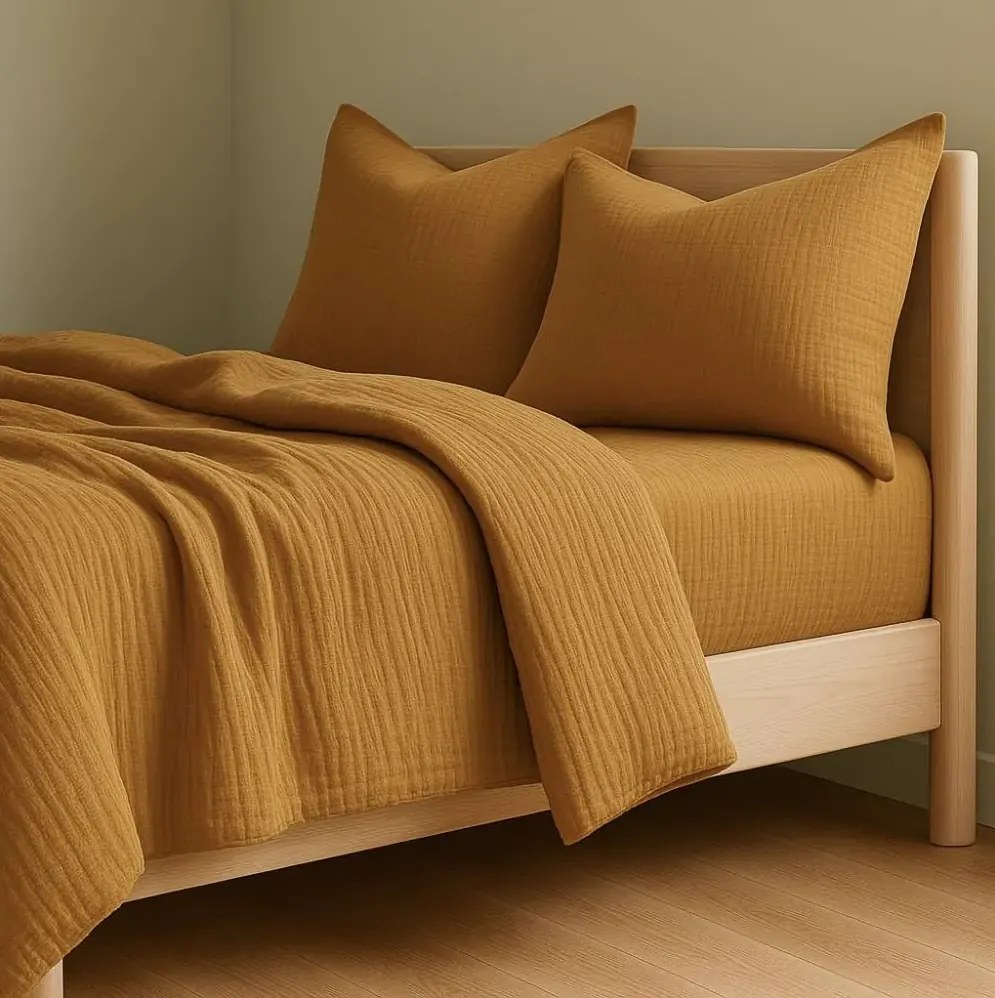 Mušelínové obliečky MOELLIN horčicové Rozmer obliečky: 70 x 90 cm | 140 x 200 cm