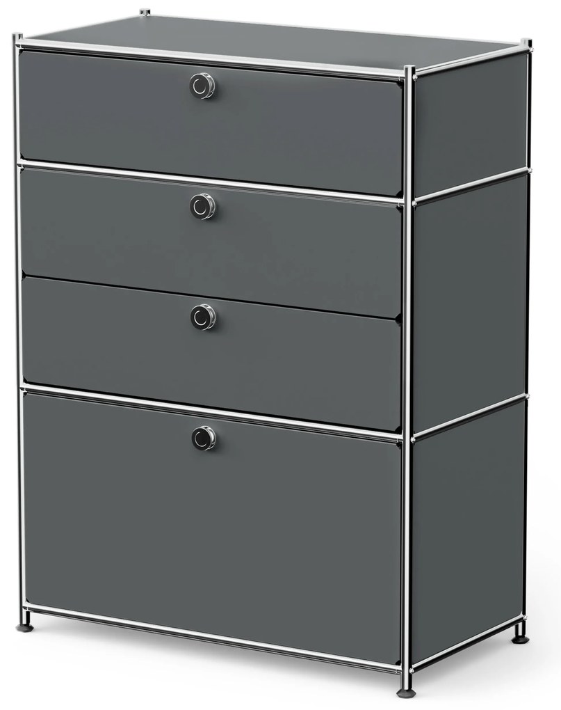 Komoda Kovová komoda »CN3« so zásuvkami a výklopným priečinkom, sivá