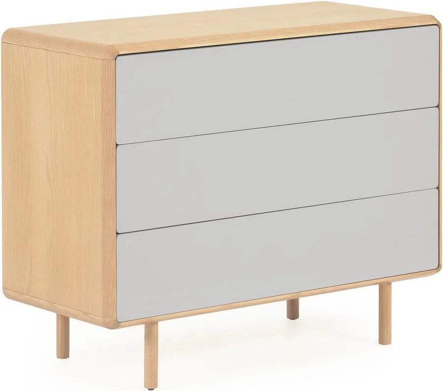 Sivá/v prírodnej farbe komoda v dekore jaseňa 99x78,5x42 cm Anielle – Kave Home