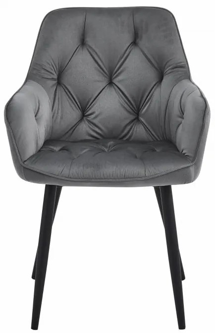 Set dvoch jedálenských stoličiek JORK zamatové, tmavosivé (čierne nohy) 2 ks