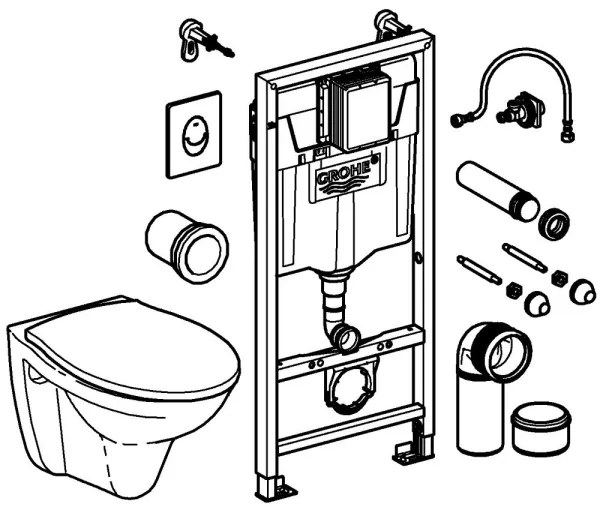 GROHE 39192000 - Sada 4 v 1 SOLIDO 1,13 m duro-biela