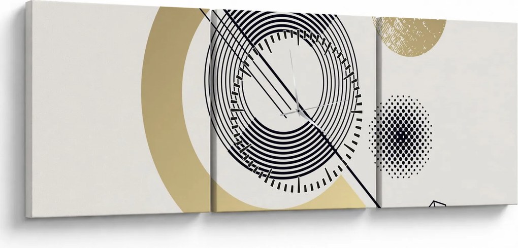 Obraz - Geometrické tvary N⁰2 (s hodinami) (90x30 cm)