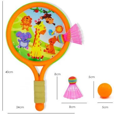 LEAN TOYS Bedmintonové rakety Dinosaury - oranžovo zelené