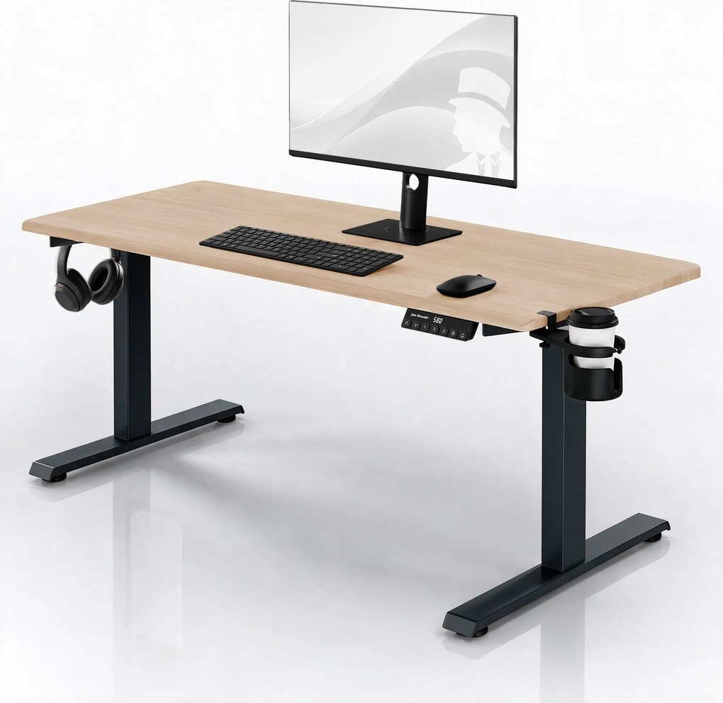 Elektrický stôl s reguláciou výšky ergonomický antracitový/dub sonoma,1600x800 mm: ARIA