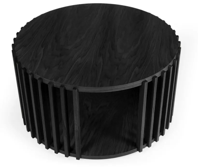 Čierny konferenčný stolík z dubového dreva Woodman Drum, ø 83 cm