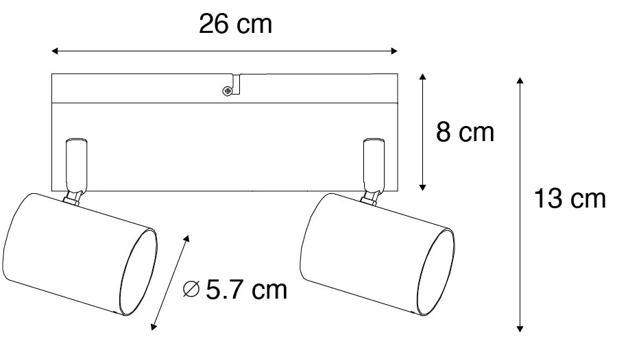 Moderné stropné svietidlo bronzové 2-žiarovkové nastaviteľné obdĺžnikové - Jeana