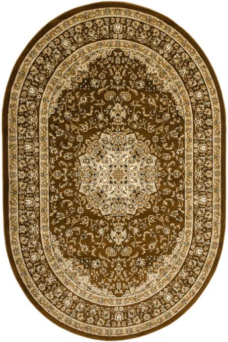 Koberec Super Rose 3619A Ornament, hnedý / béžový / krémový ovál