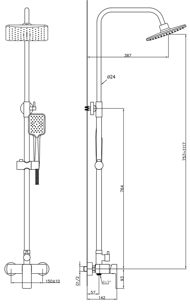 Aqualine Aqualine, FACTOR sprchový stĺp, chróm, FC960