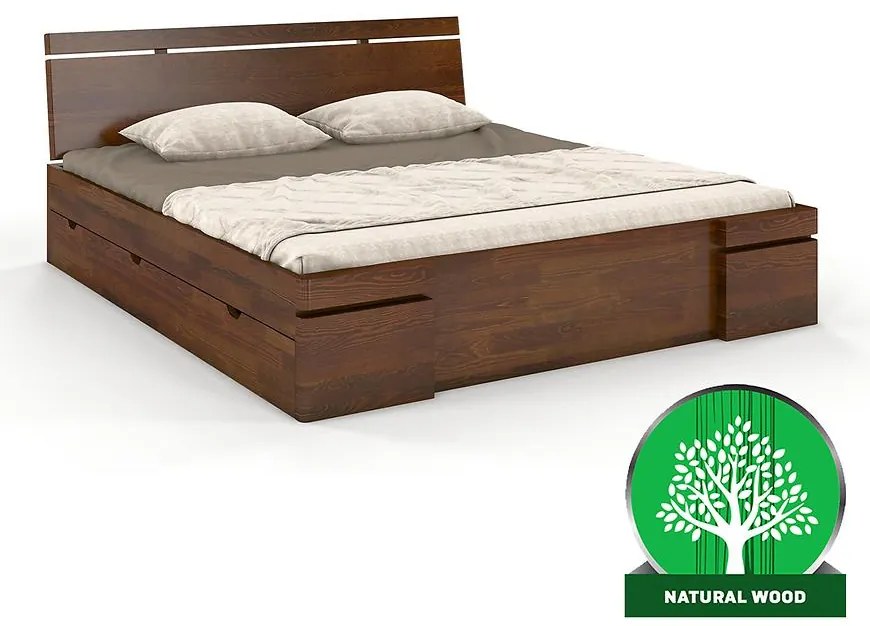 Posteľ borovicová Skandica Sparta maxi+zásuvka 200X200 orech