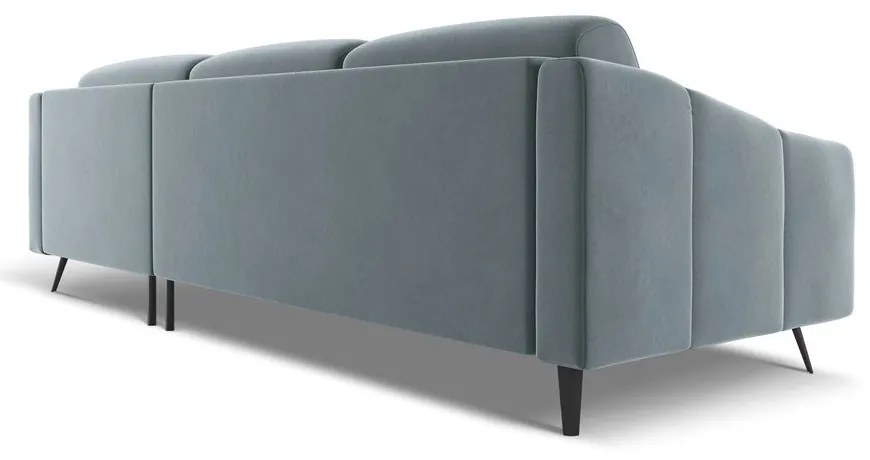 Svetlomodrá zamatová rohová pohovka (pravý roh) Nalu – Makamii