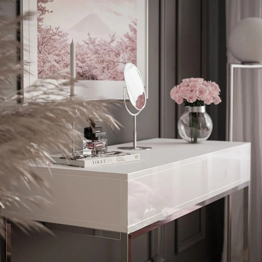 KONZOLA EDWARD BIELA LESKLÁ / CHRÓMOVÝ PODSTAVEC