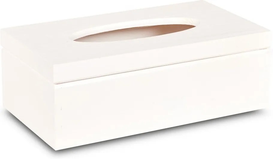 ČistéDrevo Dřevěná krabička na kapesníky bílá s panty