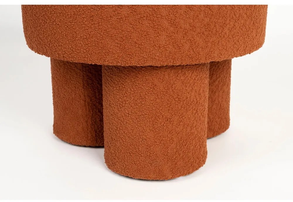 Taburet z textílie buklé v tehlovej farbe Marcos – White Label