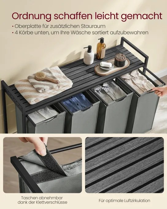 Kôš na bielizeň so 4 priehradkami BLH401G01