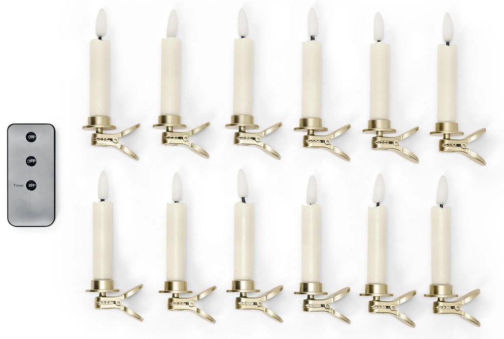 LED sviečky na vianočný stromček, 12 ks