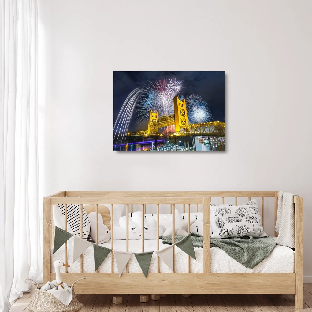 Sklenený obraz - Silvestrovská noc (70x50 cm)
