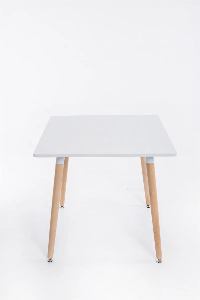 Jedálenský stôl drevený Bent, nohy natura - v75 x 80 x 80 cm - Biela