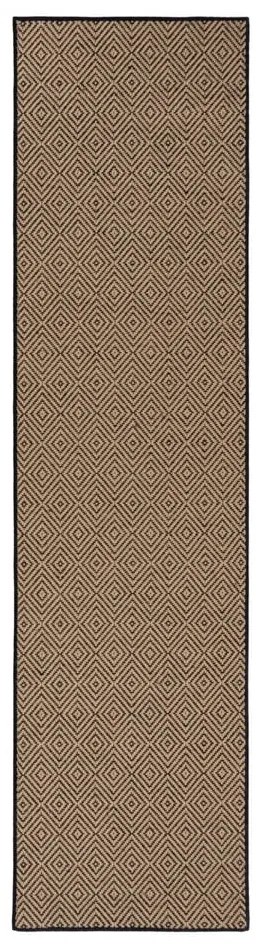 Jutový behúň na schody v čierno-prírodnej farbe 60x800 cm Diamond – Flair Rugs
