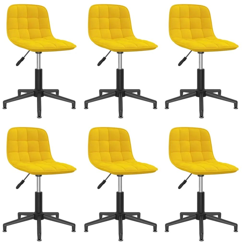 Otočné jedálenské stoličky 6 ks žlté zamatové 3086832