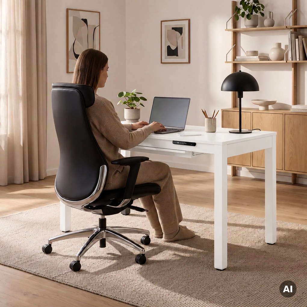Stôl elektricky výškovo nastaviteľný biely, 120x63 cm: EVAN