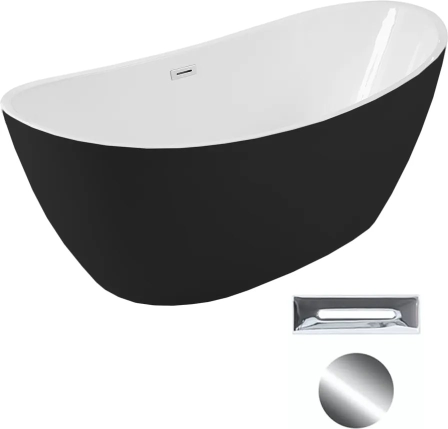 Besco Akrylátová voľne stojaca vaňa Ayla BW Matt 170x80 BESCO-Typ výpuste: Click-Clack s prepadom, grafit, BESCO-Rozmery: 170x80, BESCO-Farba: Biela/…