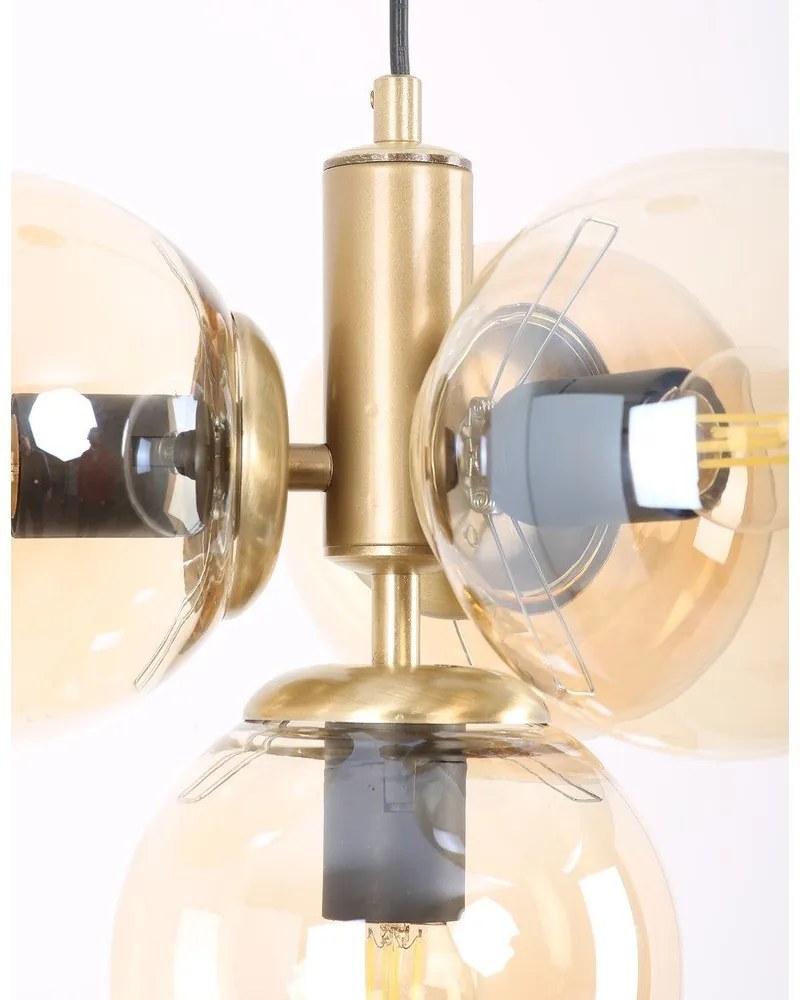 Žlté/v zlatej farbe závesné svietidlo so skleneným tienidlom ø 15 cm Hector – Squid Lighting