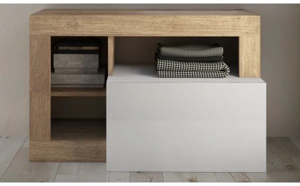 Lavica LENOR 91x209 cm biela/hnedá