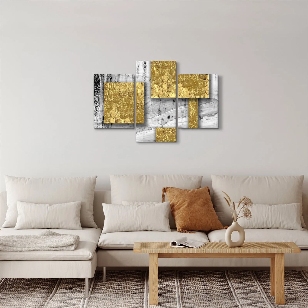 Obraz - Zlaté štvorce N⁰3 (90x60 cm)