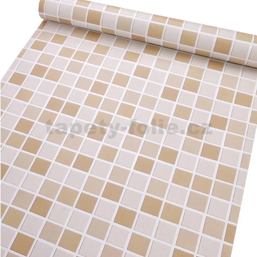 Samolepiace tapety 45 cm x 10 m IMPOL TRADE 9197, mozaika béžová so striebornou škárou, Samolepiace tapety