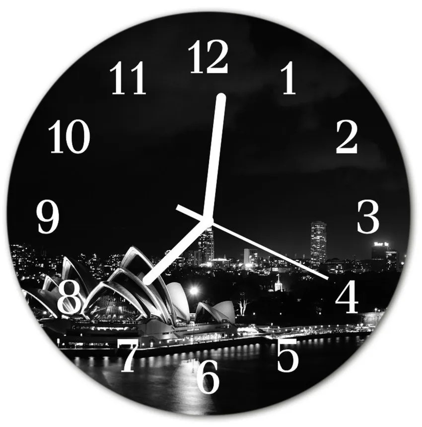 Sklenené hodiny okrúhle Sydney fi 30 cm