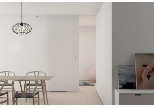 Luster na lanku CORRINI 1xE27/60W/230V pr. 34 cm čierna/číra