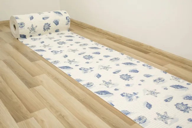 Kúpeľňová penová rohož softy-tex 820 krémová / modrá, mušle