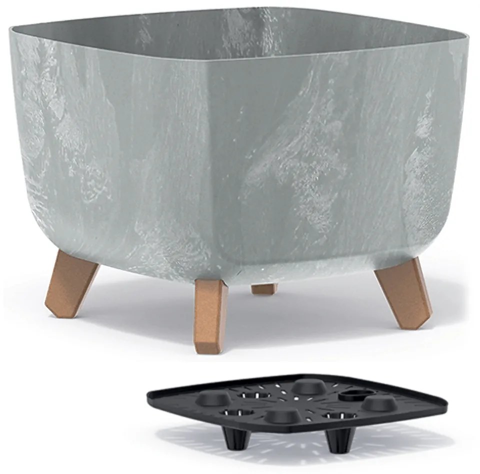 Plastový kvetináč na nožičkách DGQL300E 29 cm - sivý betón