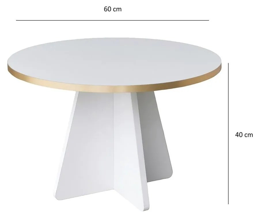 Konferenčný stolík Madeline (zlatá + biela). Vlastná spoľahlivá doprava až k Vám domov. 1089664